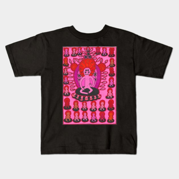 Pink Buddhist Meditation Piece Kids T-Shirt by JaySnellingArt